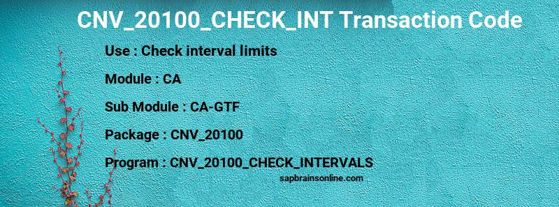 SAP CNV_20100_CHECK_INT transaction code