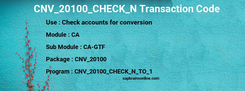 SAP CNV_20100_CHECK_N transaction code