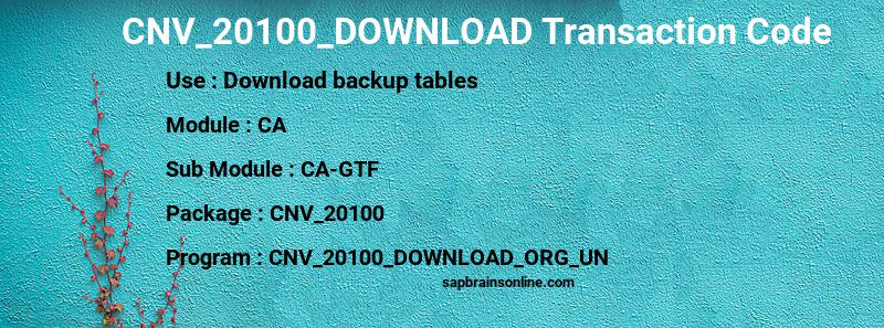 SAP CNV_20100_DOWNLOAD transaction code