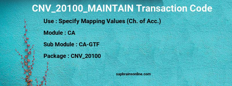 SAP CNV_20100_MAINTAIN transaction code
