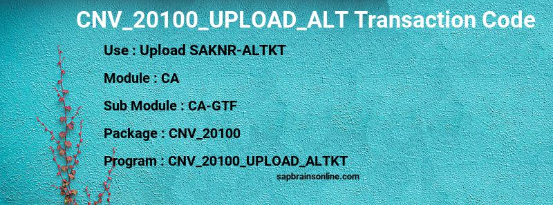 SAP CNV_20100_UPLOAD_ALT transaction code