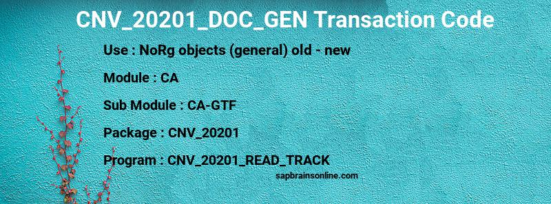 SAP CNV_20201_DOC_GEN transaction code