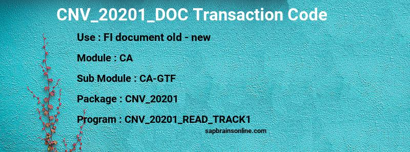SAP CNV_20201_DOC transaction code