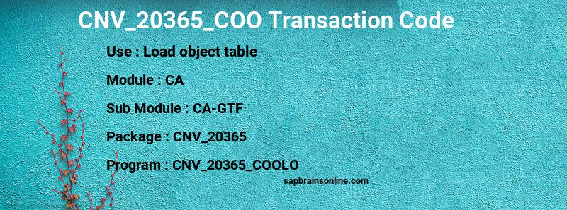 SAP CNV_20365_COO transaction code