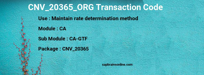 SAP CNV_20365_ORG transaction code