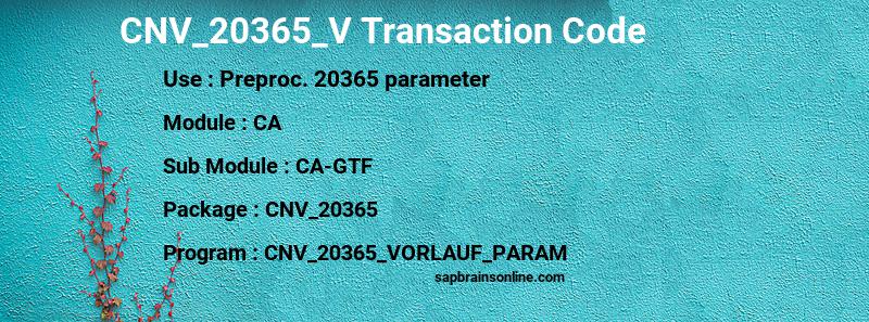 SAP CNV_20365_V transaction code