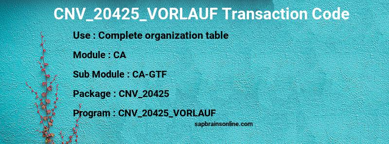 SAP CNV_20425_VORLAUF transaction code