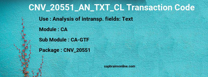 SAP CNV_20551_AN_TXT_CL transaction code