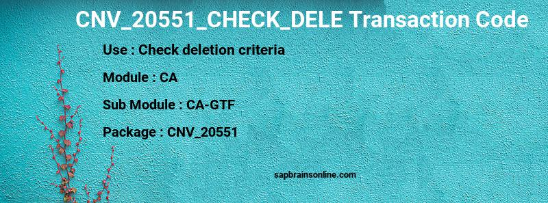 SAP CNV_20551_CHECK_DELE transaction code
