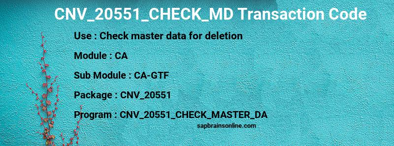 SAP CNV_20551_CHECK_MD transaction code