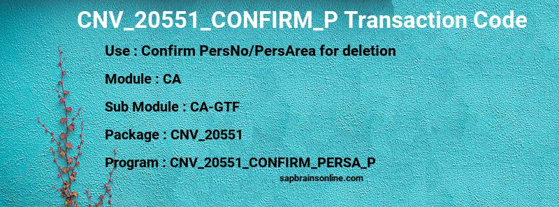 SAP CNV_20551_CONFIRM_P transaction code
