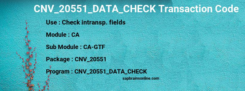 SAP CNV_20551_DATA_CHECK transaction code