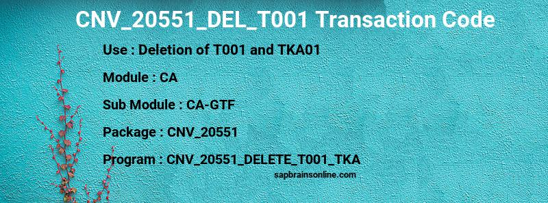 SAP CNV_20551_DEL_T001 transaction code