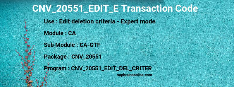 SAP CNV_20551_EDIT_E transaction code