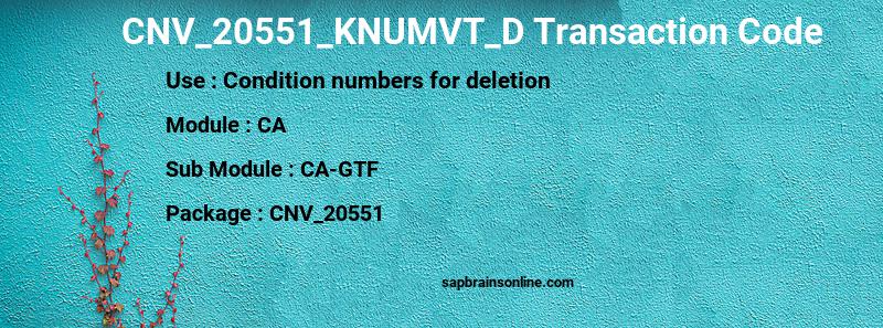 SAP CNV_20551_KNUMVT_D transaction code