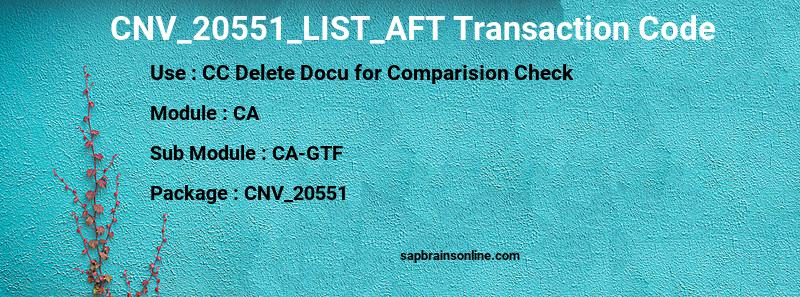 SAP CNV_20551_LIST_AFT transaction code