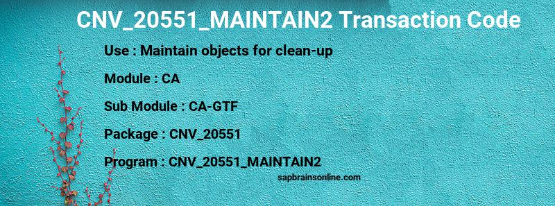 SAP CNV_20551_MAINTAIN2 transaction code