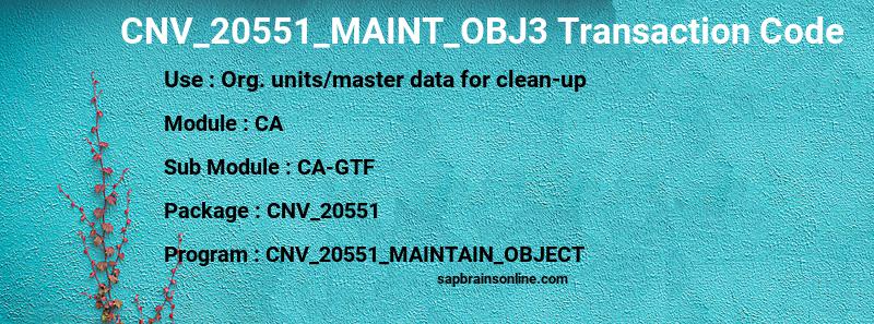 SAP CNV_20551_MAINT_OBJ3 transaction code
