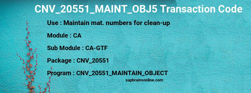 SAP CNV_20551_MAINT_OBJ5 transaction code