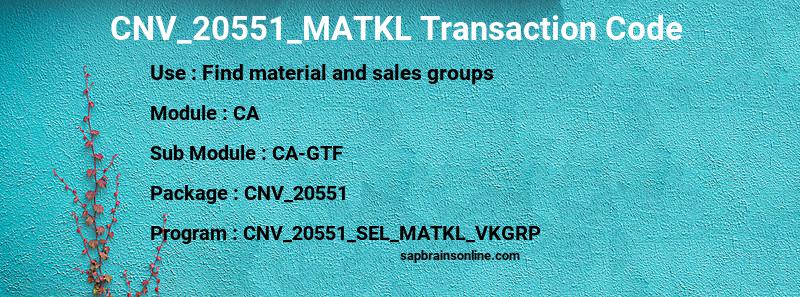 SAP CNV_20551_MATKL transaction code
