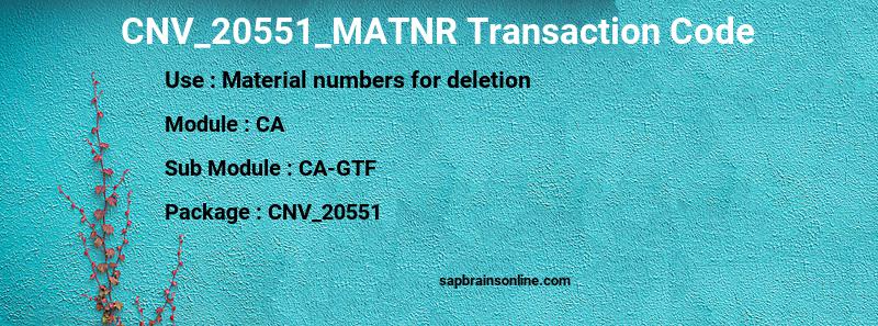 SAP CNV_20551_MATNR transaction code
