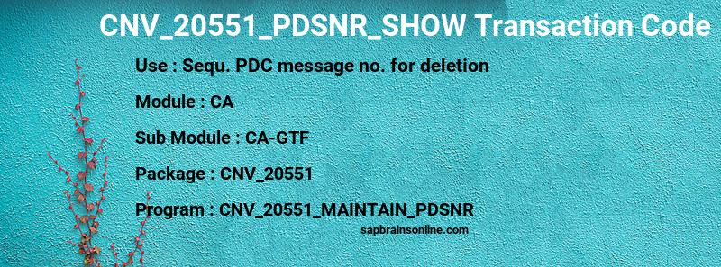 SAP CNV_20551_PDSNR_SHOW transaction code