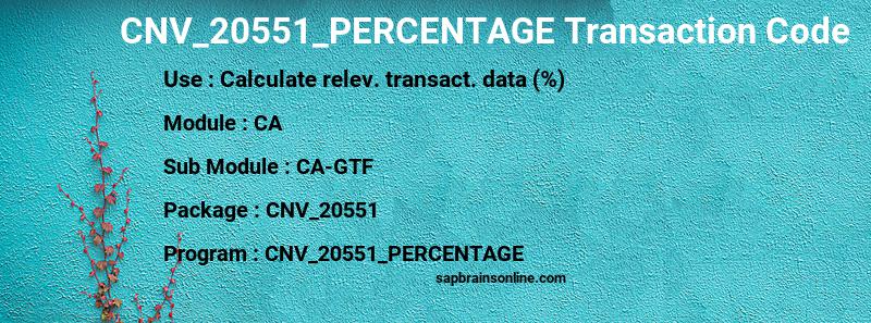 SAP CNV_20551_PERCENTAGE transaction code