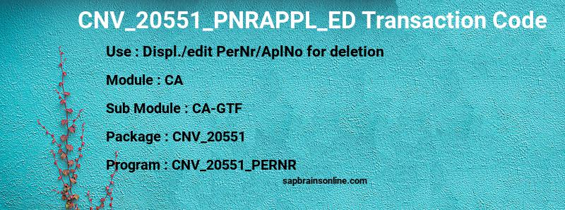 SAP CNV_20551_PNRAPPL_ED transaction code
