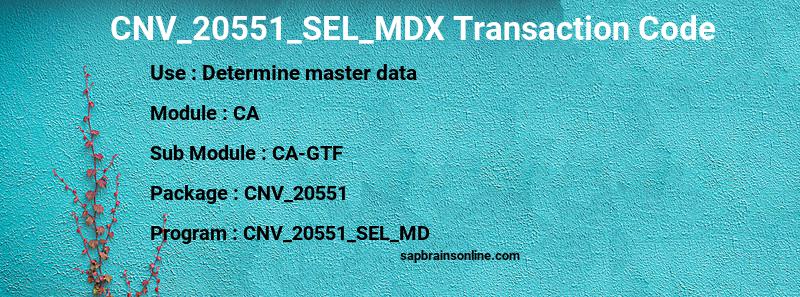 SAP CNV_20551_SEL_MDX transaction code