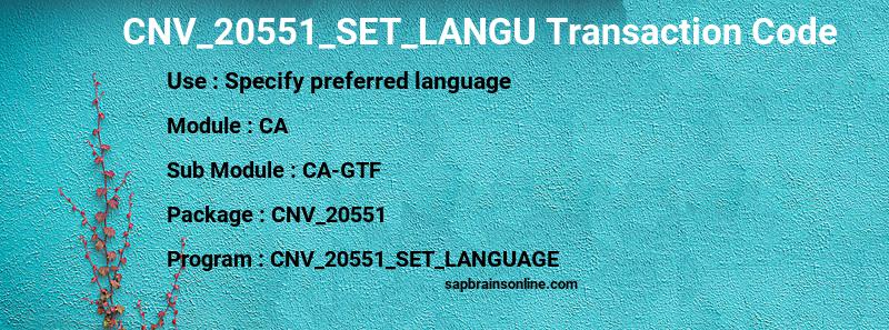 SAP CNV_20551_SET_LANGU transaction code