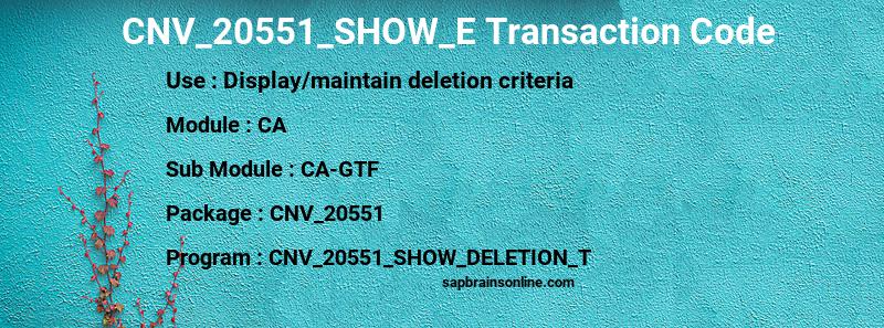 SAP CNV_20551_SHOW_E transaction code