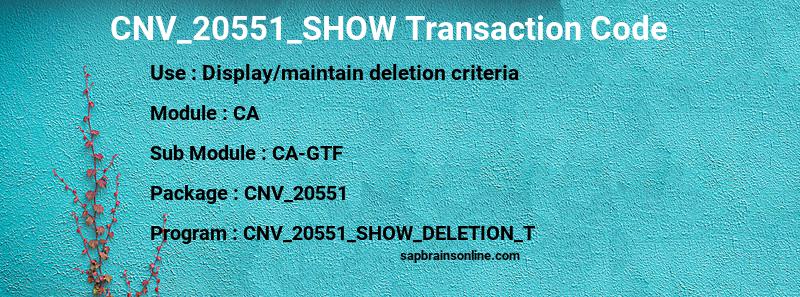 SAP CNV_20551_SHOW transaction code