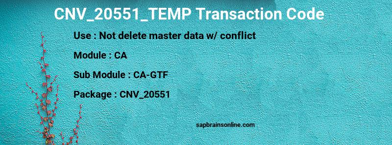SAP CNV_20551_TEMP transaction code