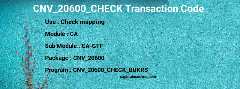 SAP CNV_20600_CHECK transaction code