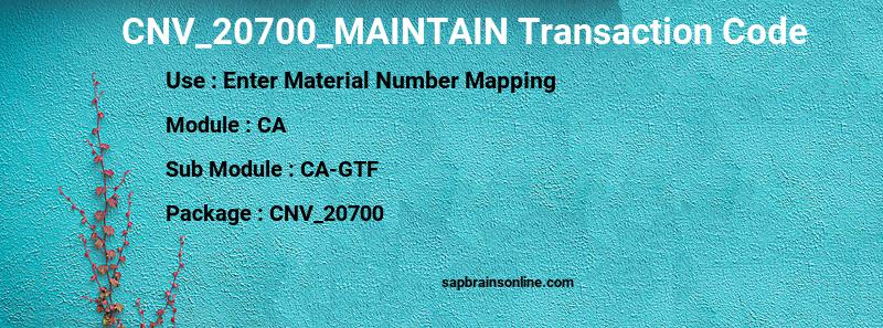 SAP CNV_20700_MAINTAIN transaction code