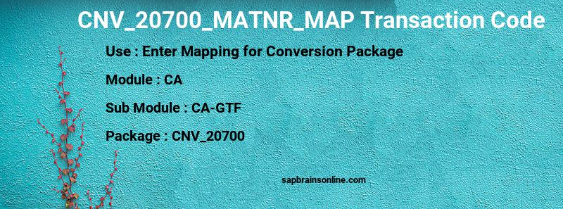 SAP CNV_20700_MATNR_MAP transaction code