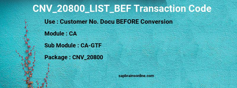 SAP CNV_20800_LIST_BEF transaction code