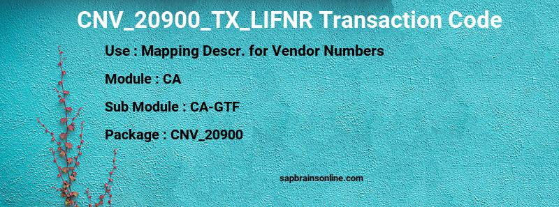 SAP CNV_20900_TX_LIFNR transaction code