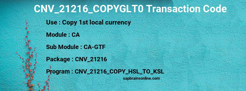 SAP CNV_21216_COPYGLT0 transaction code
