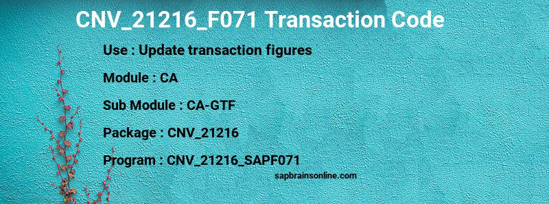 SAP CNV_21216_F071 transaction code