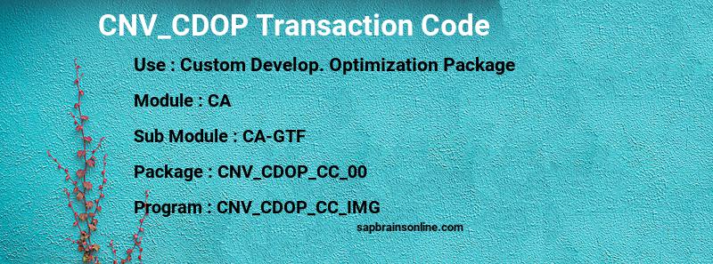 SAP CNV_CDOP transaction code
