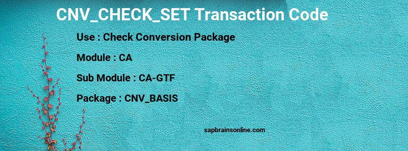 SAP CNV_CHECK_SET transaction code