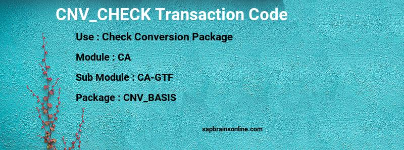 SAP CNV_CHECK transaction code