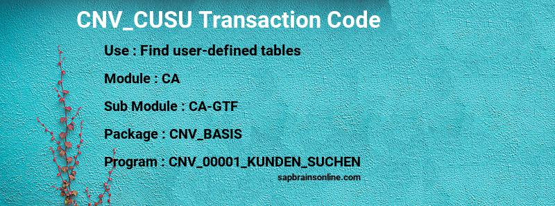 SAP CNV_CUSU transaction code