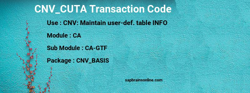 SAP CNV_CUTA transaction code
