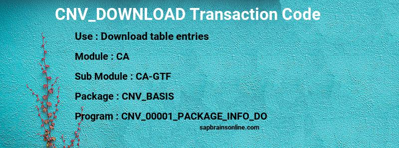 SAP CNV_DOWNLOAD transaction code