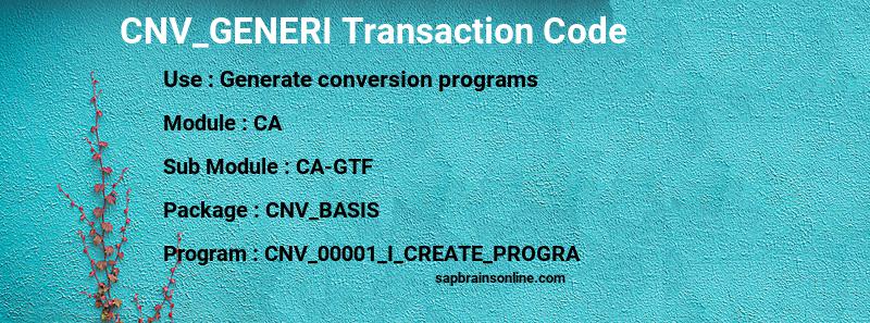 SAP CNV_GENERI transaction code