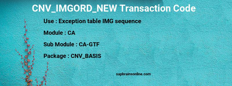 SAP CNV_IMGORD_NEW transaction code