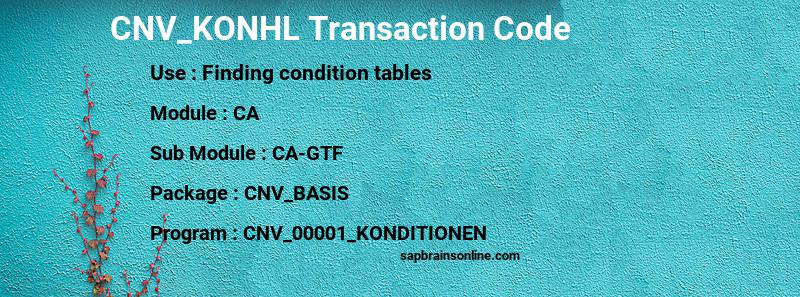 SAP CNV_KONHL transaction code