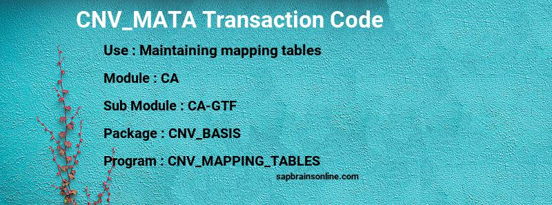 SAP CNV_MATA transaction code